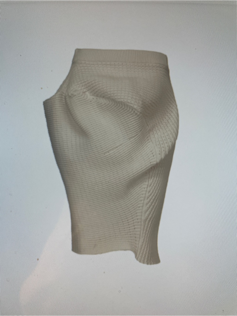 Issey Miyake Cream Textured Ribbed Pencil Skirt size JP2, fits US 6/8
